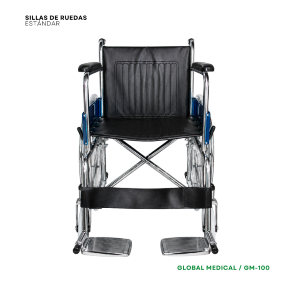 Silla de ruedas estandar plata con llanta solida GM-100
