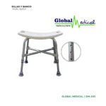 Silla de baño tipo banco GM-203 con asiento plástico y regatones antideslizantes
