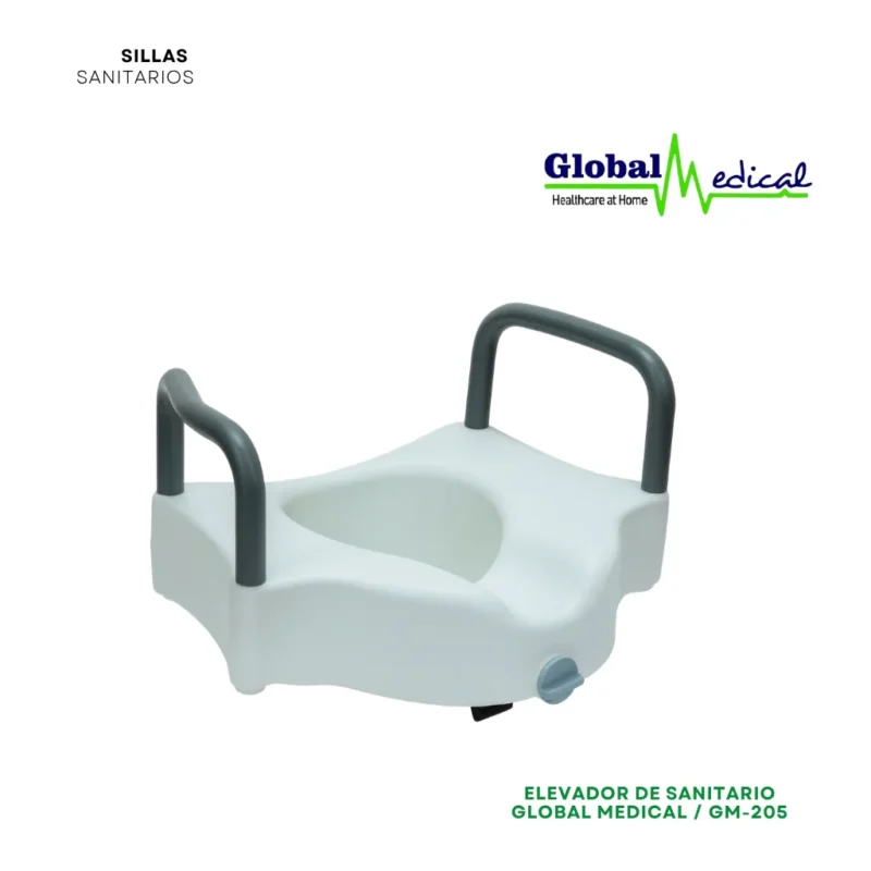 Elevador de sanitario GM-205 con brazos de apoyo para WC