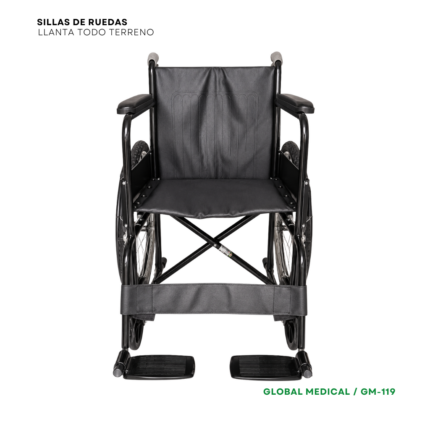 Silla de ruedas estándar negra llantas neuma negra GM-119