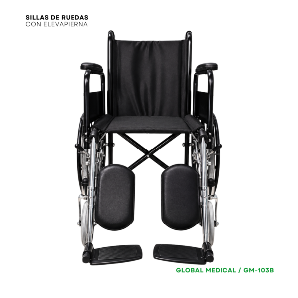 Silla de ruedas con elevapierna color negro GM-103B