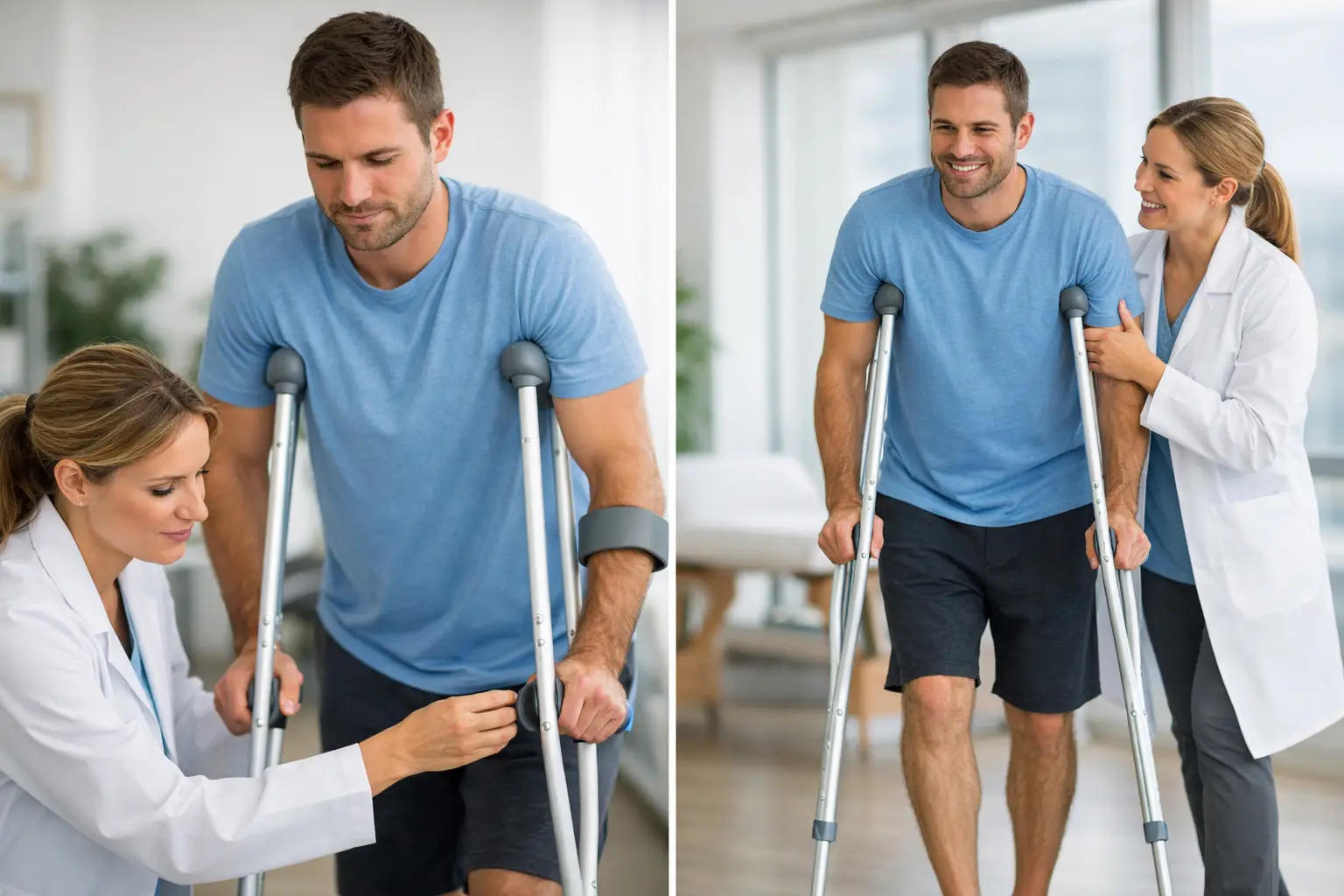 Cómo ajustar muletas correctamente y caminar seguro